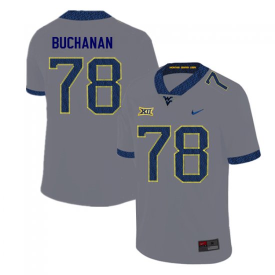 Men's West Virginia Mountaineers NCAA #78 Daniel Buchanan Gray Authentic Nike 2019 Stitched College Football Jersey UH15X06LK